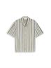 Loose Fit Resort Kurzarmhemd in Häkel-Optik green white zick zack stripe
