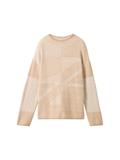 Loose Fit Ripp Strickpullover mit Muster beige plaited structure knit