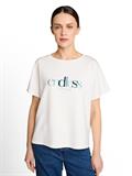 Loose Fit Scuba T-Shirt mit Print whisper white