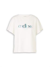 Loose Fit Scuba T-Shirt mit Print whisper white