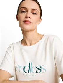 Loose Fit Scuba T-Shirt mit Print whisper white