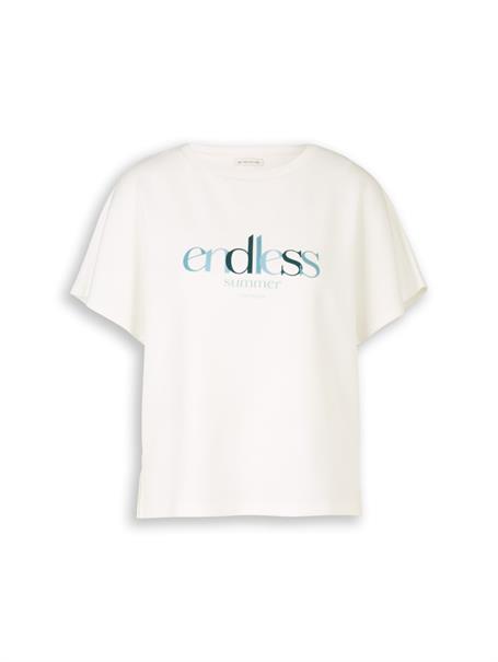 Loose Fit Scuba T-Shirt mit Print whisper white