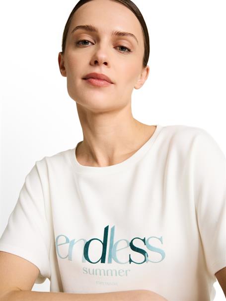 Loose Fit Scuba T-Shirt mit Print whisper white