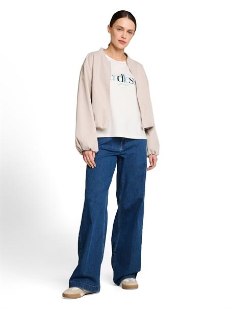 Loose Fit Scuba T-Shirt mit Print whisper white