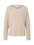 Loose Fit Strickpullover aus Baumwolle beige bubble structure