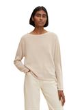 Loose Fit Strickpullover aus Baumwolle beige bubble structure