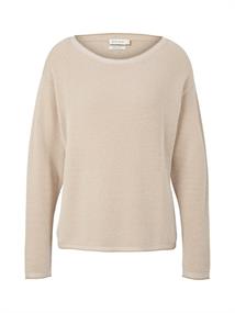 Loose Fit Strickpullover aus Baumwolle beige bubble structure