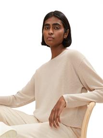 Loose Fit Strickpullover aus Baumwolle beige bubble structure