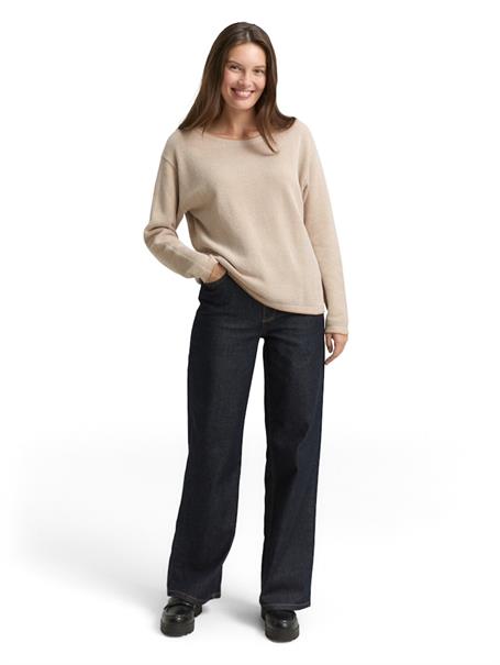 Loose Fit Strickpullover aus Baumwolle beige bubble structure