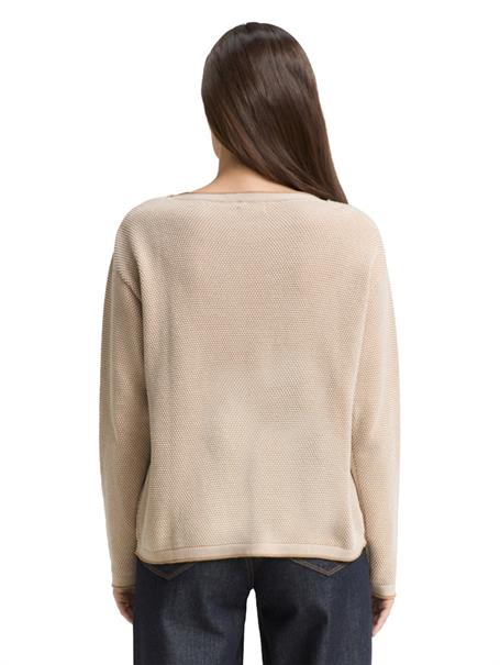 Loose Fit Strickpullover aus Baumwolle beige bubble structure