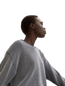 Loose Fit Strickpullover aus Baumwolle navy bubble structure