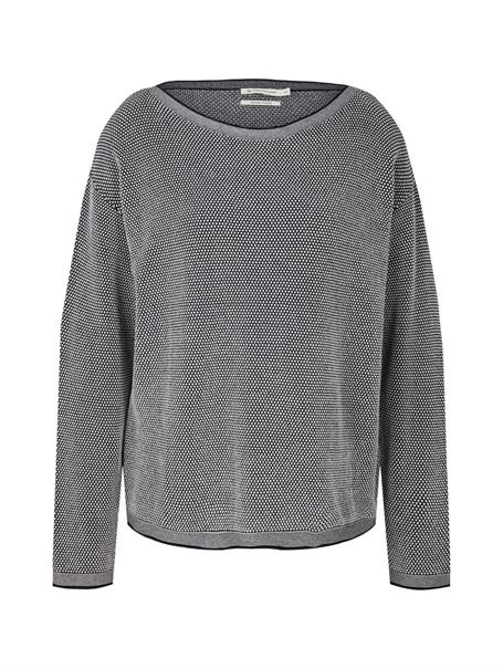 Loose Fit Strickpullover aus Baumwolle navy bubble structure