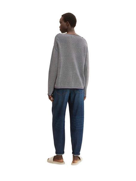 Loose Fit Strickpullover aus Baumwolle navy bubble structure