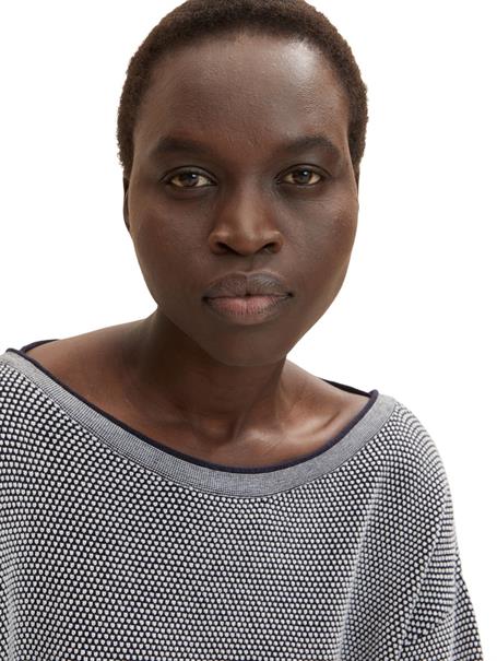 Loose Fit Strickpullover aus Bio-Baumwolle navy bubble structure