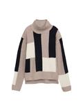 Loose Fit Strickpullover mit Colour Blocking taupe structured colorblock