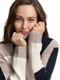 Loose Fit Strickpullover mit Colour Blocking taupe structured colorblock