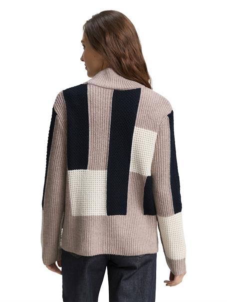 Loose Fit Strickpullover mit Colour Blocking taupe structured colorblock