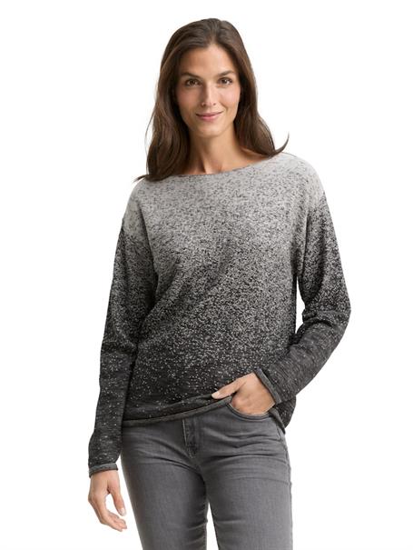 Loose Fit Strickpullover mit Farbverlauf black grey degrade design