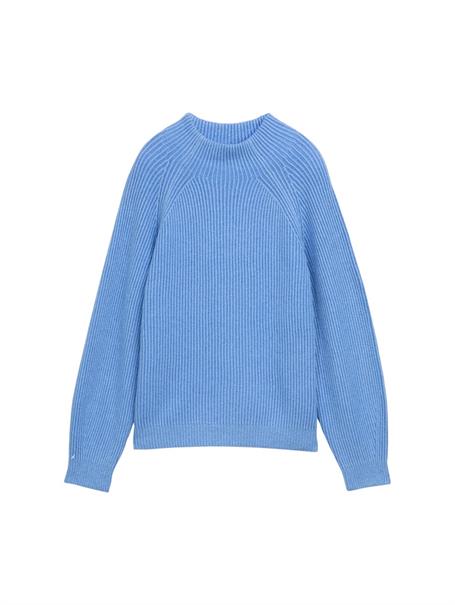 Loose Fit Strickpullover mit Stehkragen light blue knit structure