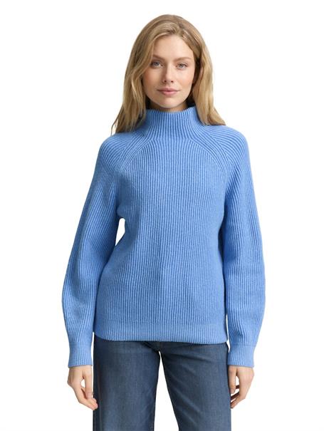 Loose Fit Strickpullover mit Stehkragen light blue knit structure