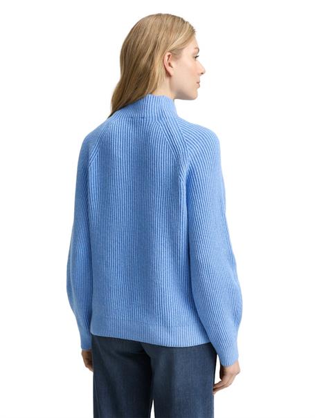 Loose Fit Strickpullover mit Stehkragen light blue knit structure