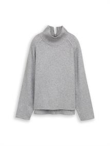 Loose Fit Strickpullover mit Stehkragen medium silver grey melange