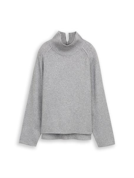 Loose Fit Strickpullover mit Stehkragen medium silver grey melange