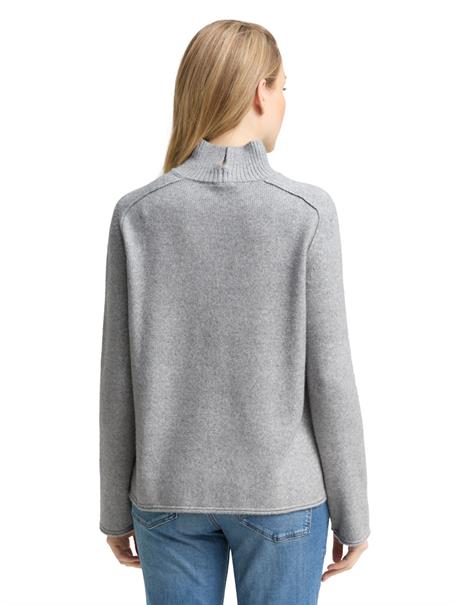 Loose Fit Strickpullover mit Stehkragen medium silver grey melange
