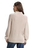 Loose Fit Strickpullover mit Stehkragen soft taupe rib structure
