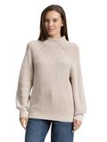 Loose Fit Strickpullover mit Stehkragen soft taupe rib structure