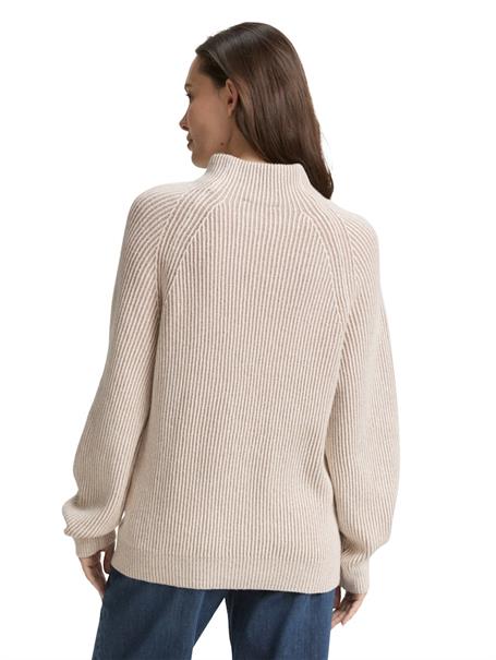 Loose Fit Strickpullover mit Stehkragen soft taupe rib structure