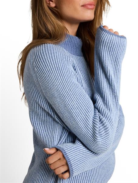 Loose Fit Strickpullover mit Wollanteil fern blue structure
