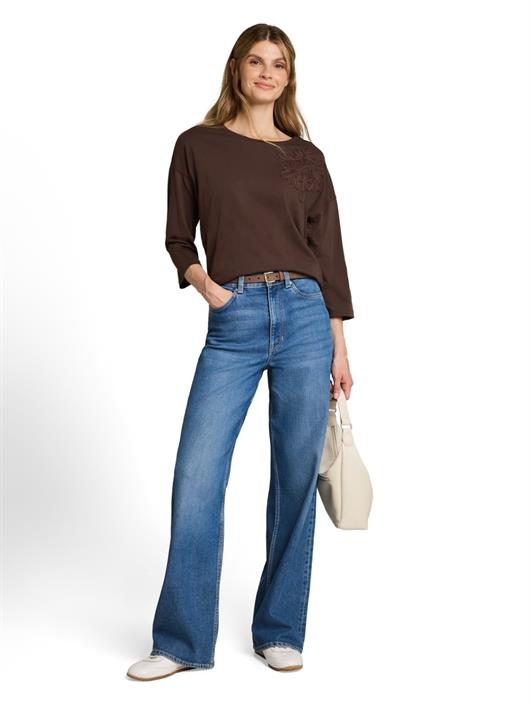 loose-fit-t-shirt-mit-blumen-applikation-java-dark-brown