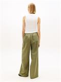 Loose Linen Blend Drawstring Trousers bay leaf