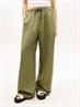 Loose Linen Blend Drawstring Trousers bay leaf
