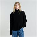 Loose turtle knit wmn dk black