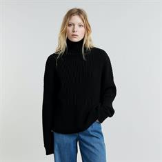 Loose turtle knit wmn dk black