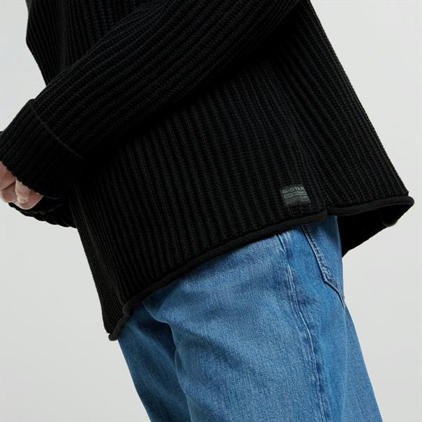 Loose turtle knit wmn dk black