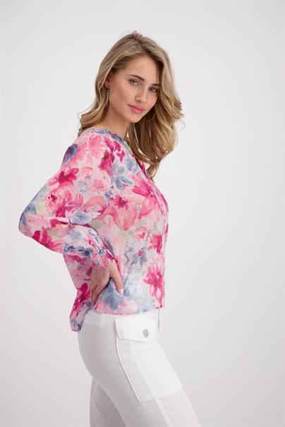Luftige Bluse pink gemustert