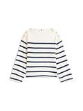 LWK GOLD BUTTON BOAT-NK LS TEE ivory silk-dark night navy stp