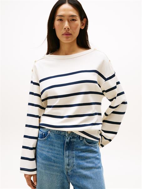 LWK GOLD BUTTON BOAT-NK LS TEE ivory silk-dark night navy stp
