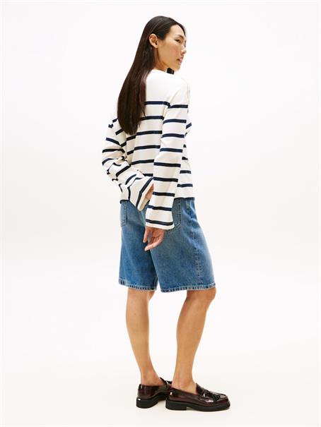 LWK GOLD BUTTON BOAT-NK LS TEE ivory silk-dark night navy stp