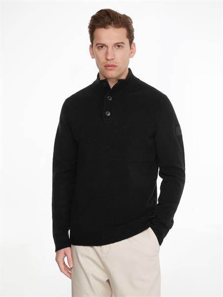 LYCRA BLEND BUTTON QUARTER ZIP ck black