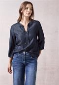 Lyocell-Bluse dark blue wash