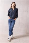 Lyocell-Bluse dark blue wash