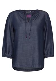 Lyocell-Bluse dark blue wash