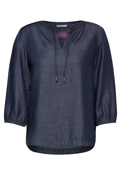 Lyocell-Bluse dark blue wash