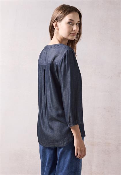 Lyocell-Bluse dark blue wash