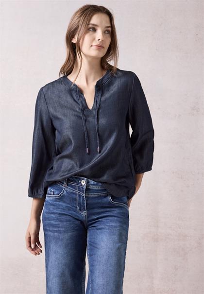 Lyocell-Bluse dark blue wash
