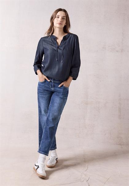 Lyocell-Bluse dark blue wash